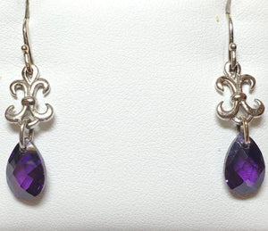 14K White Gold Amethyst Earrings