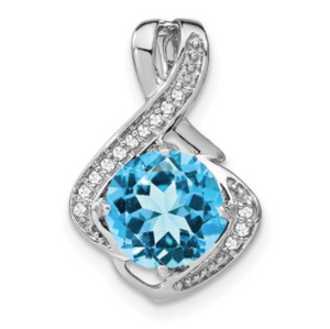 Blue Topaz and Diamond Pendant