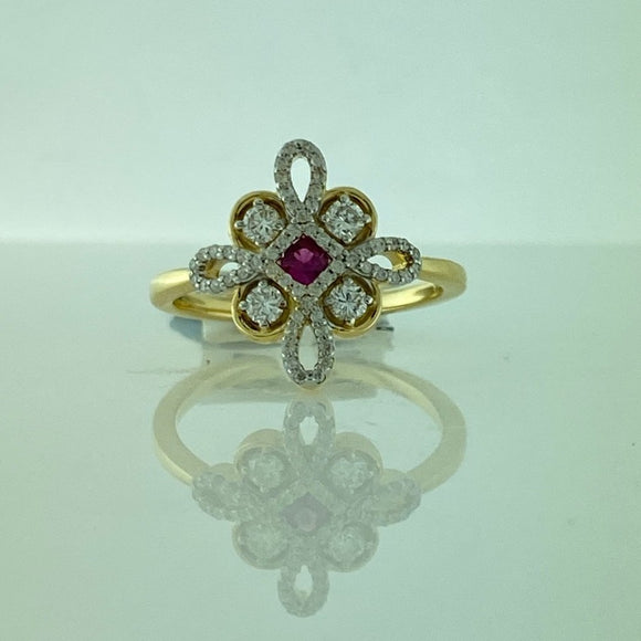 Ruby and Diamond Clover Ring