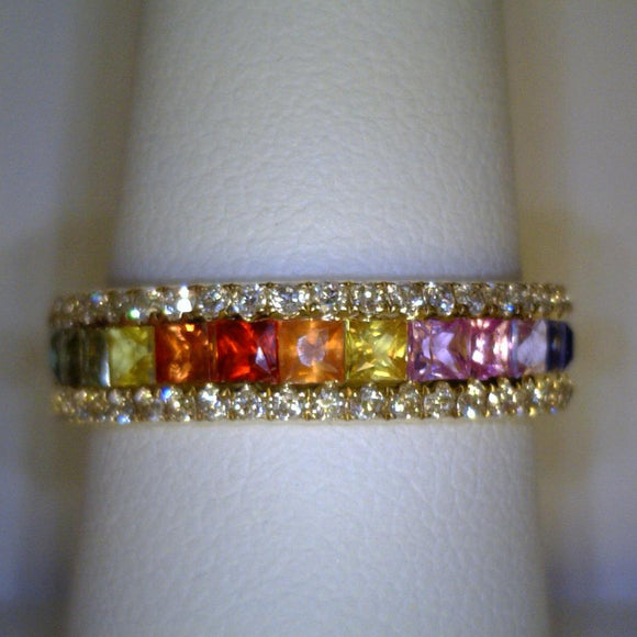 Rainbow Sapphire and Diamond Ring