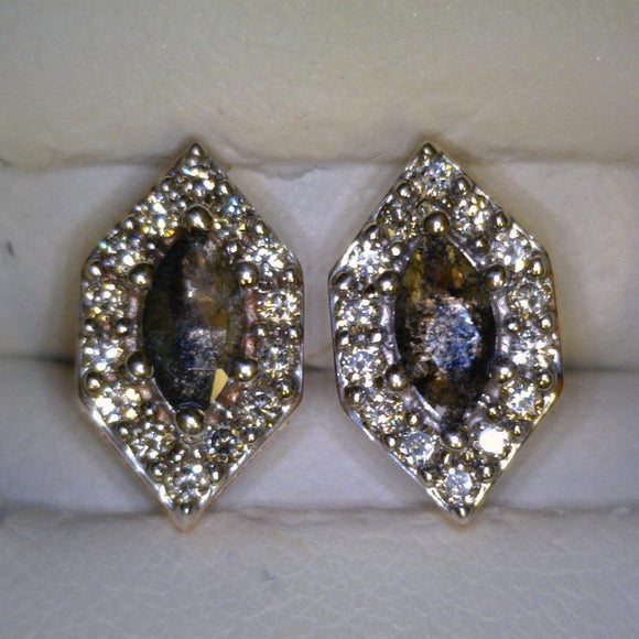 Marquise Salt and Pepper Diamond  Earrings