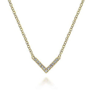 "V" Shaped Diamond Bar Necklace