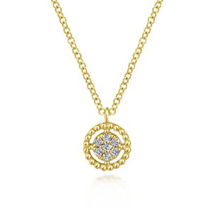 Beaded Bezel Floating Diamond Pendant