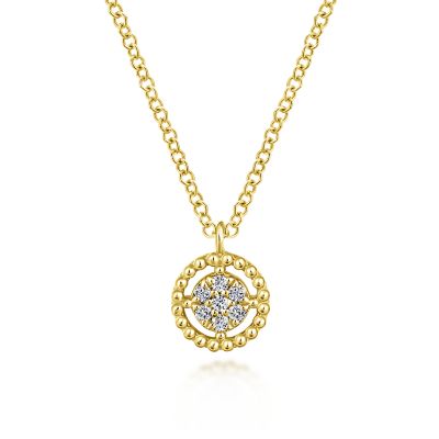 Beaded Bezel Floating Diamond Pendant