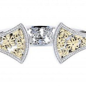 Diamond Floral Cuff Bracelet