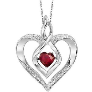Garnet and Diamond Heart Pendant