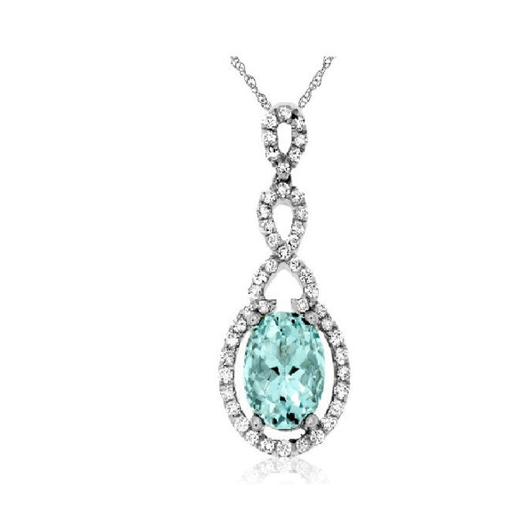 Aquamarine and Diamond Infinity Pendant