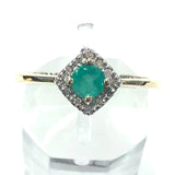 Emerald and Diamond Halo Ring