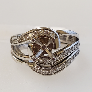 14K White Gold Swirl Diamond Wedding Set