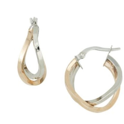 Rose and White Gold Hoop Earrings