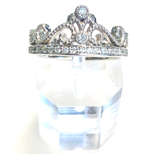 14k White Gold Diamond Tiara Ring