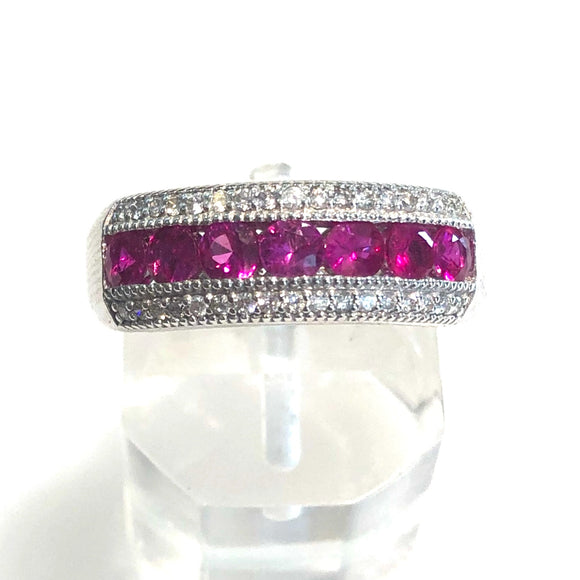 Ruby and Diamond 3 Row Band