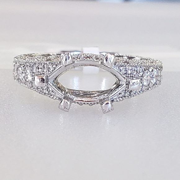 14K White Gold Diamond Pave Engagement Ring