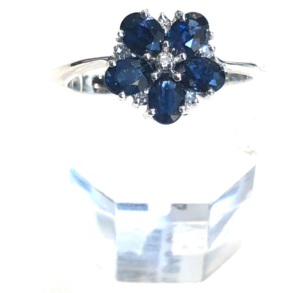 Sapphire Cluster Flower Ring