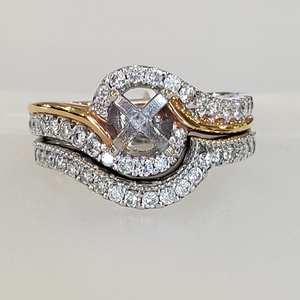 14K White and Rose Gold Diamond Wedding Set