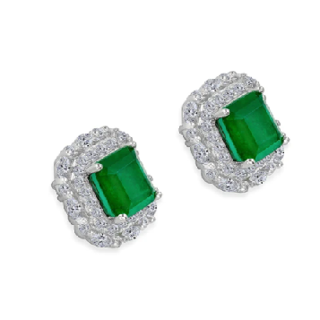 Green and White Crystal Earrings