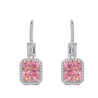 Pink and White Crystalline Earrings