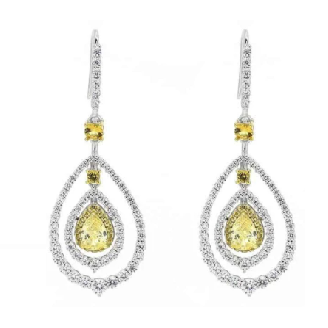 Yellow and White Crystalline Earring