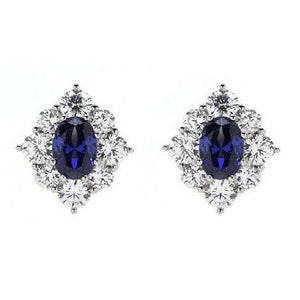 Blue and White Crystalline Earrings