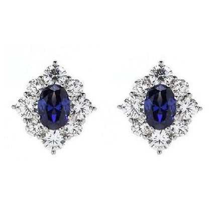Blue and White Crystalline Earrings