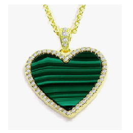 Malachite and White Crystalline Heart Pendant