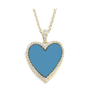 Turquoise and White Crystalline Heart Pendant