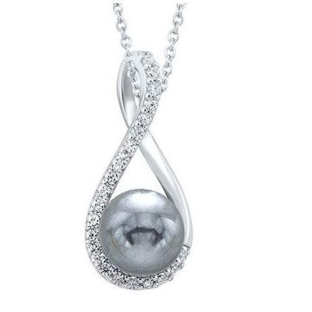 Freshwater Pearl and CZ Pendant