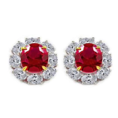 Red and White Crystalline Earrings