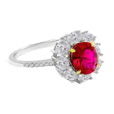 Red and White Crystalline Ring
