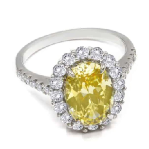 Yellow and White Crystalline Ring