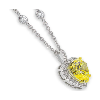 Yellow & White Halo Crystalline Heart Pendant